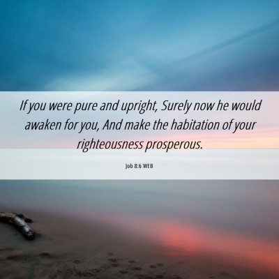Picture 06 - Job 8:6 WEB - If you were pure and upright, Surely now he would - Bible Verse Picture