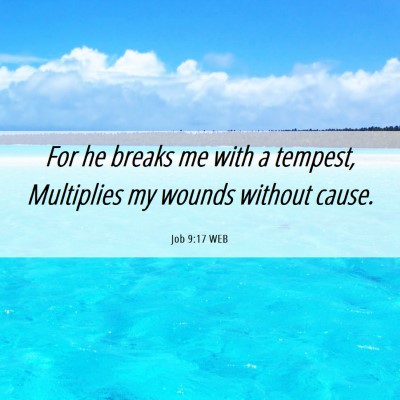 Picture 06 - Job 9:17 WEB - For he breaks me with a tempest, Multiplies my - Bible Verse Picture