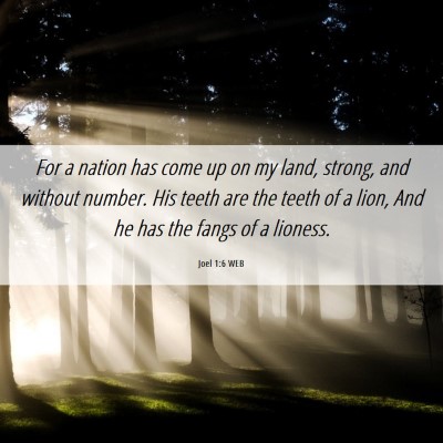 Picture 06 - Joel 1:6 WEB - For a nation has come up on my land, strong, and - Bible Verse Picture