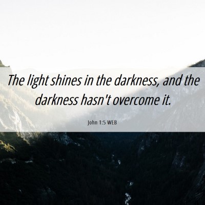 Picture 06 - John 1:5 WEB - The light shines in the darkness, and the - Bible Verse Picture