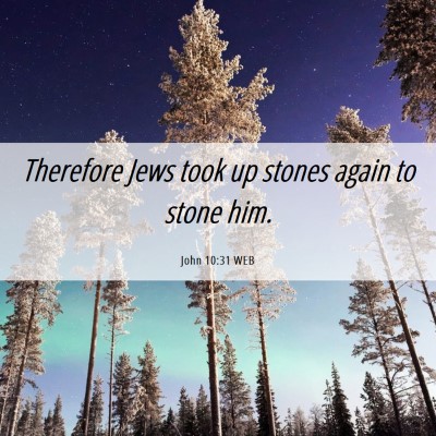Picture 06 - John 10:31 WEB - Therefore Jews took up stones again to stone - Bible Verse Picture