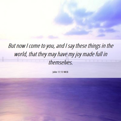 Picture 06 - John 17:13 WEB - But now I come to you, and I say these things in - Bible Verse Picture