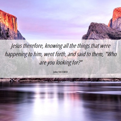 Picture 06 - John 18:4 WEB - Jesus therefore, knowing all the things that were - Bible Verse Picture