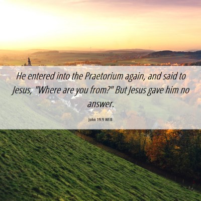 Picture 06 - John 19:9 WEB - He entered into the Praetorium again, and said to - Bible Verse Picture
