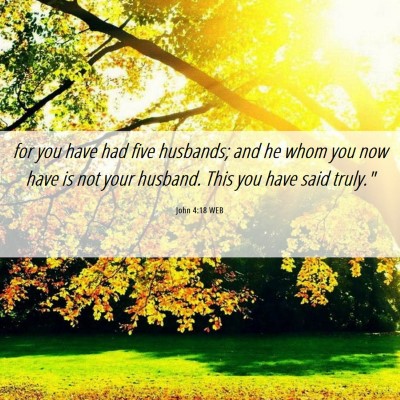 Picture 06 - John 4:18 WEB - for you have had five husbands; and he whom you - Bible Verse Picture