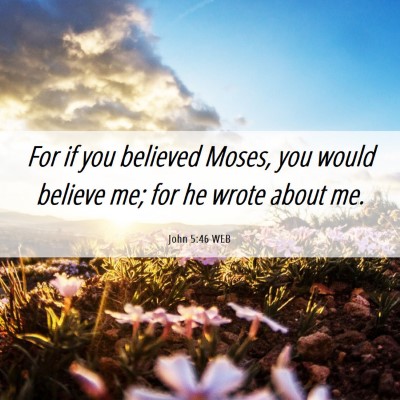 Picture 06 - John 5:46 WEB - For if you believed Moses, you would believe me; - Bible Verse Picture