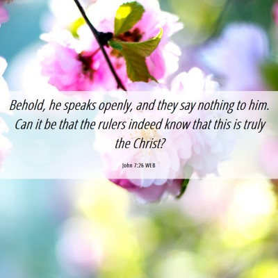 Picture 06 - John 7:26 WEB - Behold, he speaks openly, and they say nothing to - Bible Verse Picture