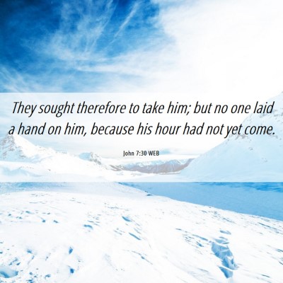 Picture 06 - John 7:30 WEB - They sought therefore to take him; but no one - Bible Verse Picture