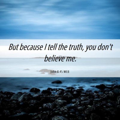 Picture 06 - John 8:45 WEB - But because I tell the truth, you don't believe - Bible Verse Picture