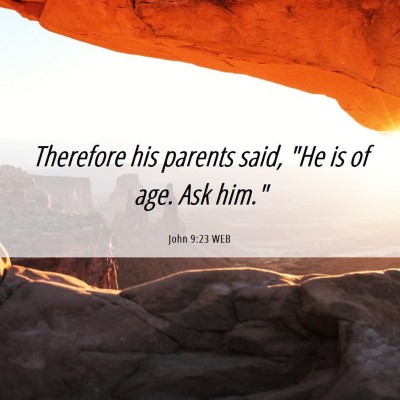 Picture 06 - John 9:23 WEB - Therefore his parents said, 