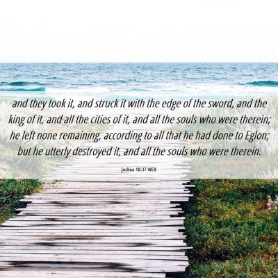 Picture 06 - Joshua 10:37 WEB - and they took it, and struck it with the edge of - Bible Verse Picture