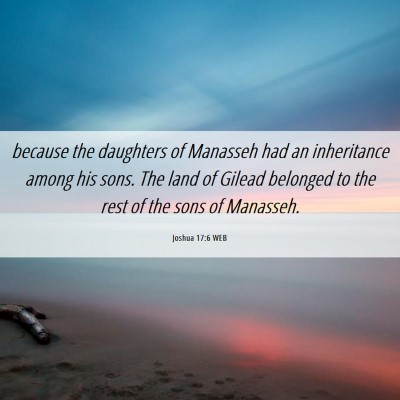 Picture 06 - Joshua 17:6 WEB - because the daughters of Manasseh had an - Bible Verse Picture