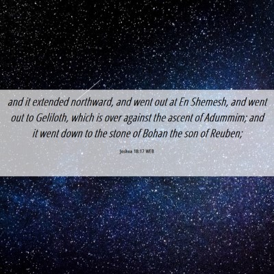 Picture 06 - Joshua 18:17 WEB - and it extended northward, and went out at En - Bible Verse Picture