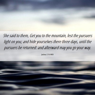 Picture 06 - Joshua 2:16 WEB - She said to them, Get you to the mountain, lest - Bible Verse Picture