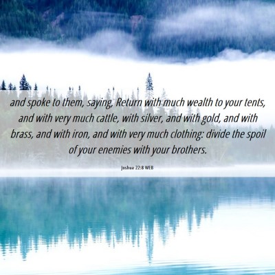 Picture 06 - Joshua 22:8 WEB - and spoke to them, saying, Return with much - Bible Verse Picture