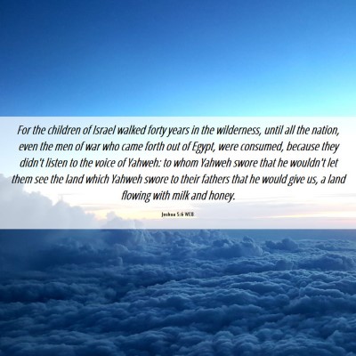 Picture 06 - Joshua 5:6 WEB - For the children of Israel walked forty years in - Bible Verse Picture
