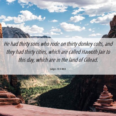 Picture 06 - Judges 10:4 WEB - He had thirty sons who rode on thirty donkey - Bible Verse Picture