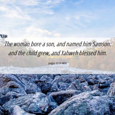 Picture 06 - Judges 13:24 WEB - The woman bore a son, and named him Samson: and - Bible Verse Picture