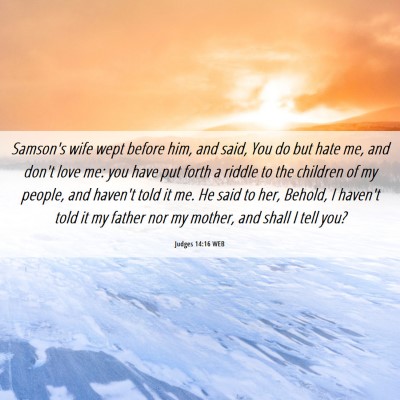 Picture 06 - Judges 14:16 WEB - Samson's wife wept before him, and said, You do - Bible Verse Picture