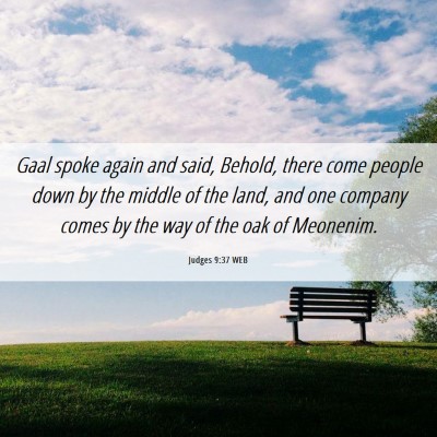 Picture 06 - Judges 9:37 WEB - Gaal spoke again and said, Behold, there come - Bible Verse Picture
