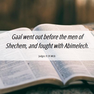 Picture 06 - Judges 9:39 WEB - Gaal went out before the men of Shechem, and - Bible Verse Picture