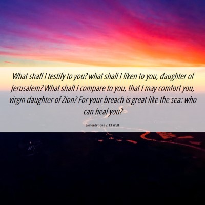 Picture 06 - Lamentations 2:13 WEB - What shall I testify to you? what shall I liken - Bible Verse Picture