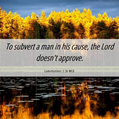 Picture 06 - Lamentations 3:36 WEB - To subvert a man in his cause, the Lord doesn't - Bible Verse Picture