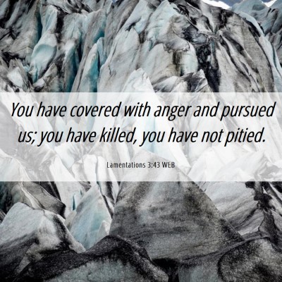 Picture 06 - Lamentations 3:43 WEB - You have covered with anger and pursued us; you - Bible Verse Picture