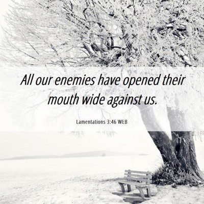 Picture 06 - Lamentations 3:46 WEB - All our enemies have opened their mouth wide - Bible Verse Picture