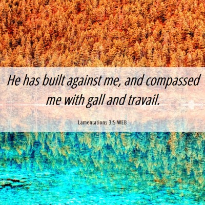 Picture 06 - Lamentations 3:5 WEB - He has built against me, and compassed me with - Bible Verse Picture