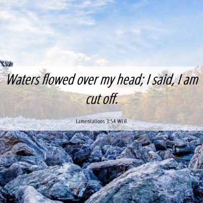 Picture 06 - Lamentations 3:54 WEB - Waters flowed over my head; I said, I am cut - Bible Verse Picture