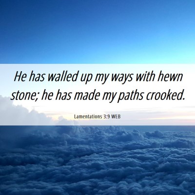 Picture 06 - Lamentations 3:9 WEB - He has walled up my ways with hewn stone; he has - Bible Verse Picture