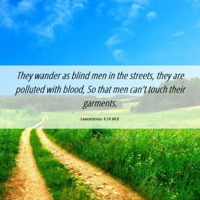 Picture 06 - Lamentations 4:14 WEB - They wander as blind men in the streets, they are - Bible Verse Picture
