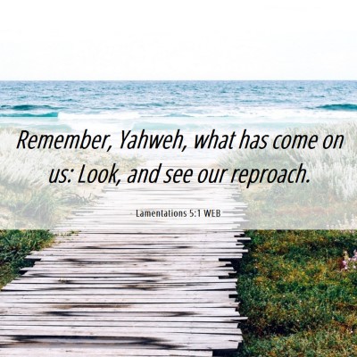 Picture 06 - Lamentations 5:1 WEB - Remember, Yahweh, what has come on us: Look, and - Bible Verse Picture