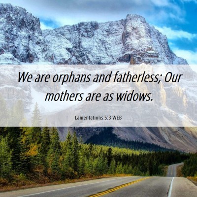 Picture 06 - Lamentations 5:3 WEB - We are orphans and fatherless; Our mothers are as - Bible Verse Picture