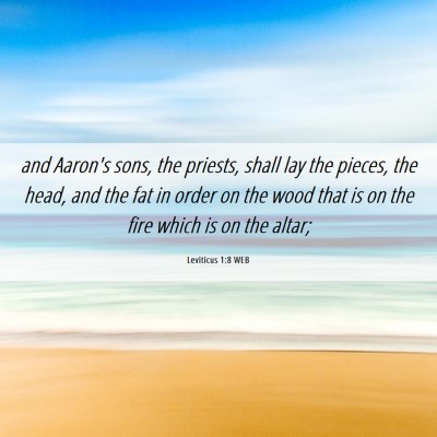 Picture 06 - Leviticus 1:8 WEB - and Aaron's sons, the priests, shall lay the - Bible Verse Picture