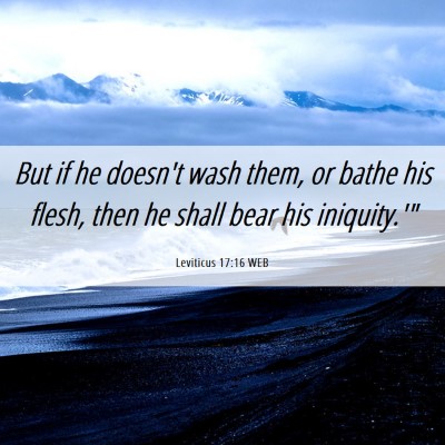 Picture 06 - Leviticus 17:16 WEB - But if he doesn't wash them, or bathe his flesh, - Bible Verse Picture