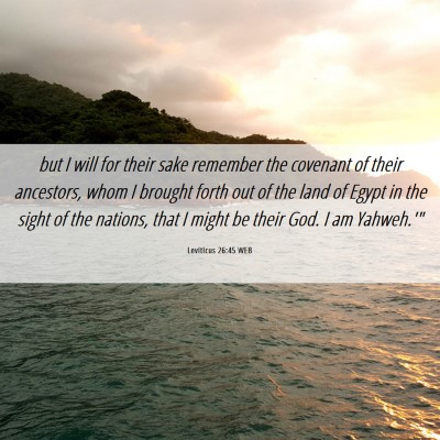 Picture 06 - Leviticus 26:45 WEB - but I will for their sake remember the covenant - Bible Verse Picture