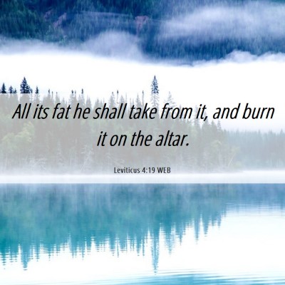 Picture 06 - Leviticus 4:19 WEB - All its fat he shall take from it, and burn it on - Bible Verse Picture