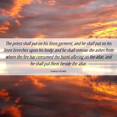 Picture 06 - Leviticus 6:10 WEB - The priest shall put on his linen garment, and he - Bible Verse Picture