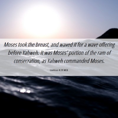 Picture 06 - Leviticus 8:29 WEB - Moses took the breast, and waved it for a wave - Bible Verse Picture