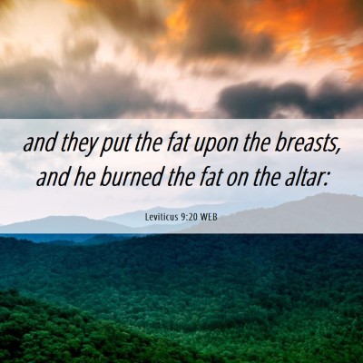 Picture 06 - Leviticus 9:20 WEB - and they put the fat upon the breasts, and he - Bible Verse Picture