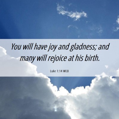 Picture 06 - Luke 1:14 WEB - You will have joy and gladness; and many will - Bible Verse Picture