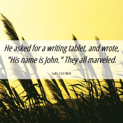 Picture 06 - Luke 1:63 WEB - He asked for a writing tablet, and wrote, 