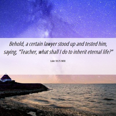 Picture 06 - Luke 10:25 WEB - Behold, a certain lawyer stood up and tested him, - Bible Verse Picture