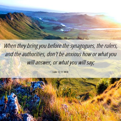 Picture 06 - Luke 12:11 WEB - When they bring you before the synagogues, the - Bible Verse Picture