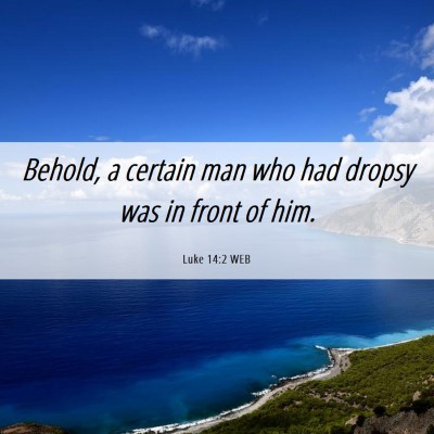 Picture 06 - Luke 14:2 WEB - Behold, a certain man who had dropsy was in front - Bible Verse Picture