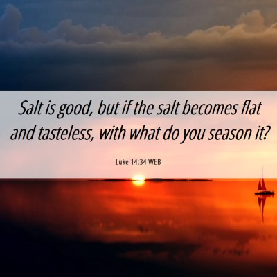 Picture 06 - Luke 14:34 WEB - Salt is good, but if the salt becomes flat and - Bible Verse Picture