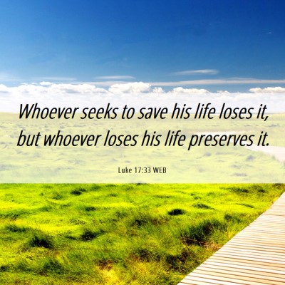 Picture 06 - Luke 17:33 WEB - Whoever seeks to save his life loses it, but - Bible Verse Picture