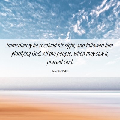 Picture 06 - Luke 18:43 WEB - Immediately he received his sight, and followed - Bible Verse Picture